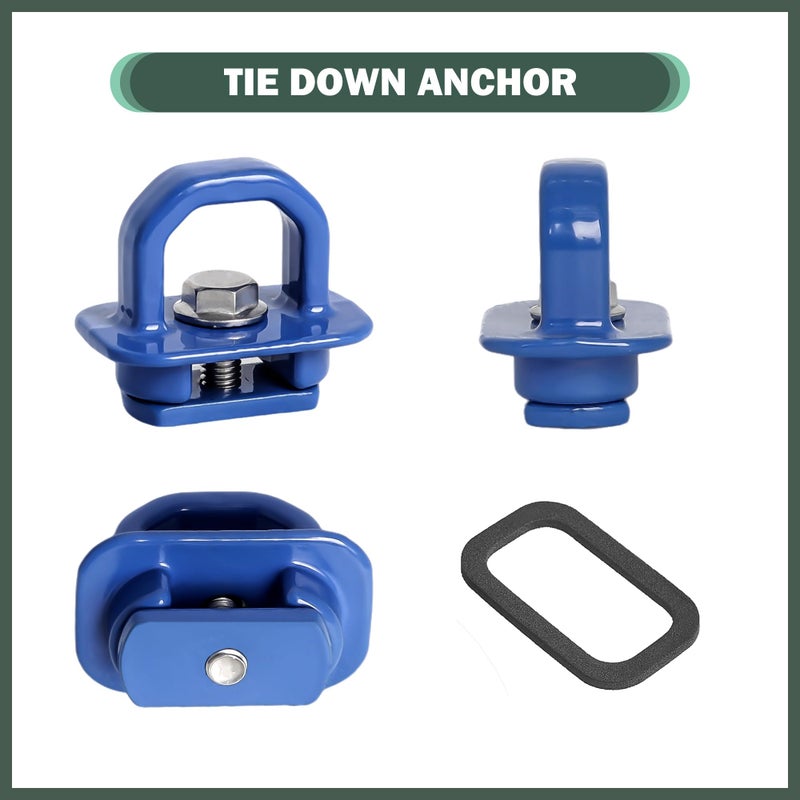 Phamyor Aluminum Tie Down Anchors Truck Bed Side Wall Anchor fit for 2007-2023 Chevy Silverado/GMC Sierra  2015-2023 Chevy Colorado/GMC Canyon  Truck Bed Cargo Hooks  DZ97903  Blue  9pcs - Image 3